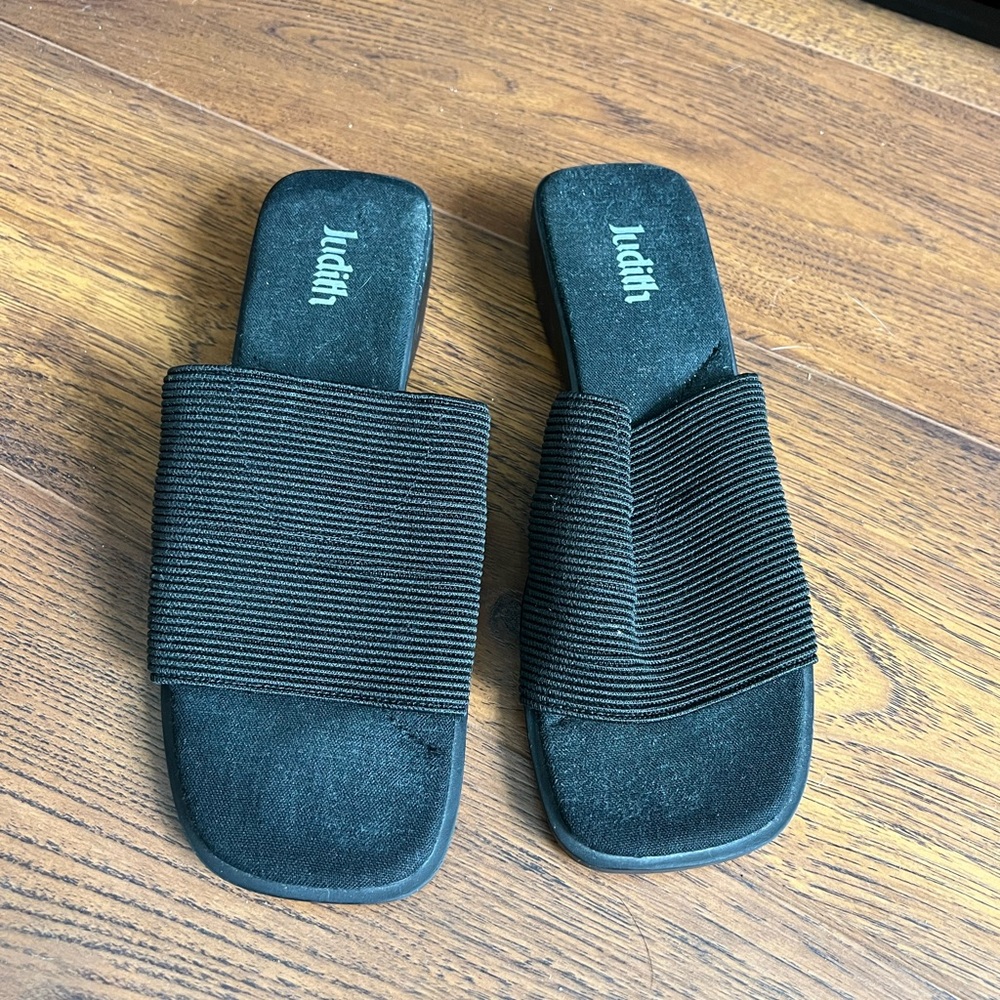 Judith Black Slide Sandals
